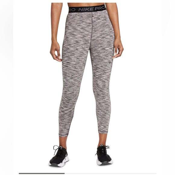 NWT Nike Pro High Rise Striped Cropped Workout Leggings Dri-Fit Women S $55 - Picture 1 of 3